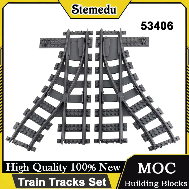 Zestaw kolejowy miejski, miękkie proste/zakrzywione/podkładowe szyny, zdalnie sterowany, kompatybilny z MOC, kreatywny system kolejowy z klocków konstrukcyjnych.