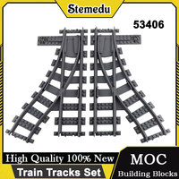 City Train Tracks Set Soft Straight/Curved/Cross Rails Remote Control MOC Compatible Building Blocks Creative Railway System