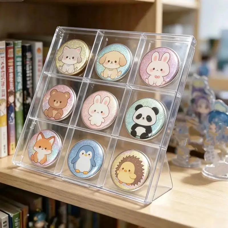 9-Grid Durable Plastic Badge Display Holder Desktop Storage Organizer for Anime Enamel Pin Collectors Daily Display - view 5