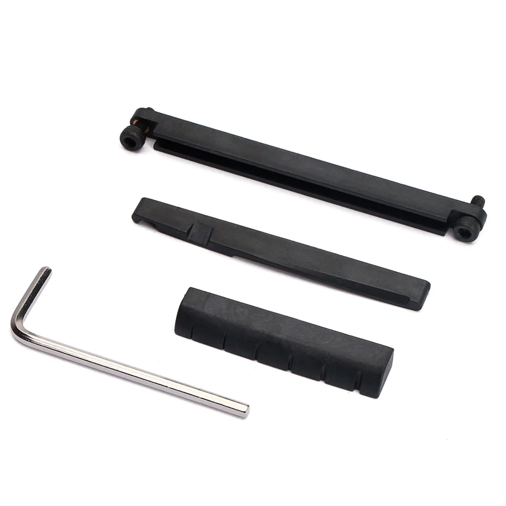 

1 Set Adjustable Acoustic Guitar Saddle Bridge Upper Lower Nut 81Mm Rail 43Mm 64Mm Nuts Mini Hex Driver For Folk Guitar