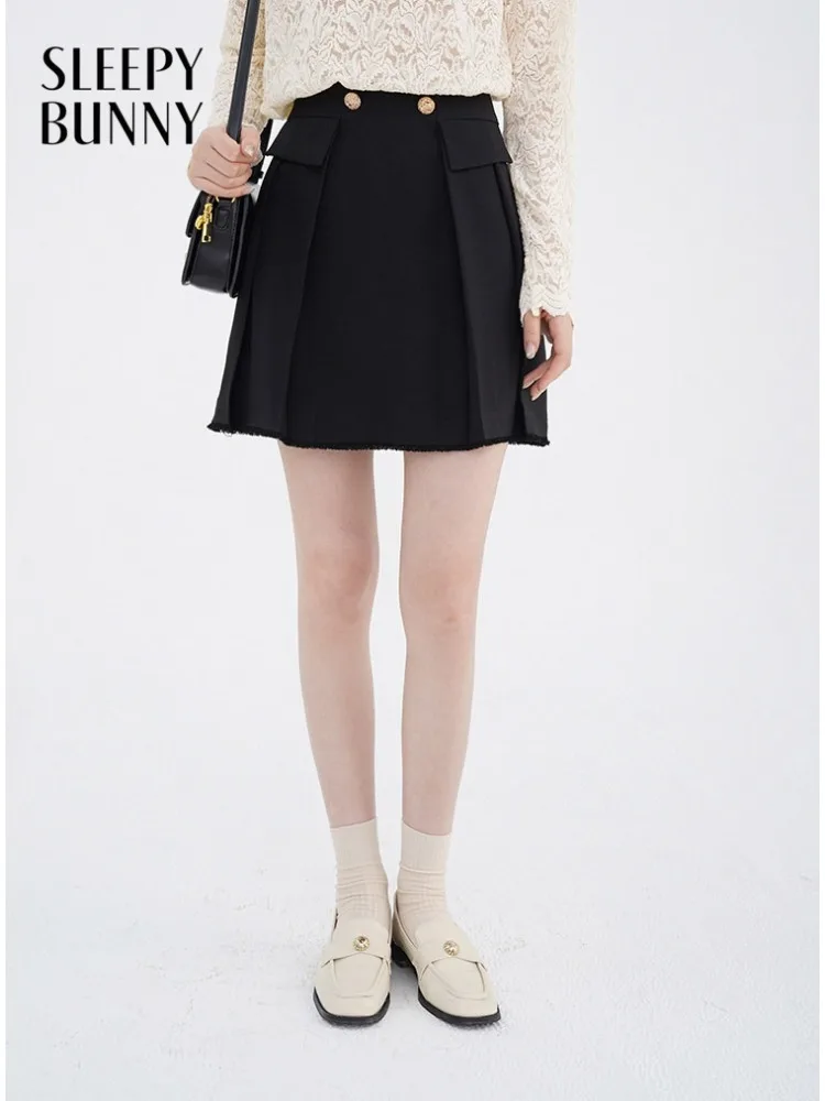 Women Elegant Pleated A Line Mini Skirt French Style Slim Low Waist Bottoms Lady Chic Spring Fashion Office Casual Short Skirt