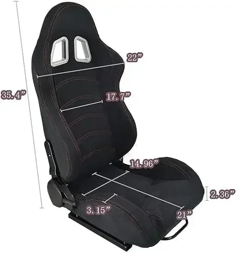 Racing Bucket Car Seats Universal Black Suede Leather Racing Seat With  Double Slide Adjustable Race Seats