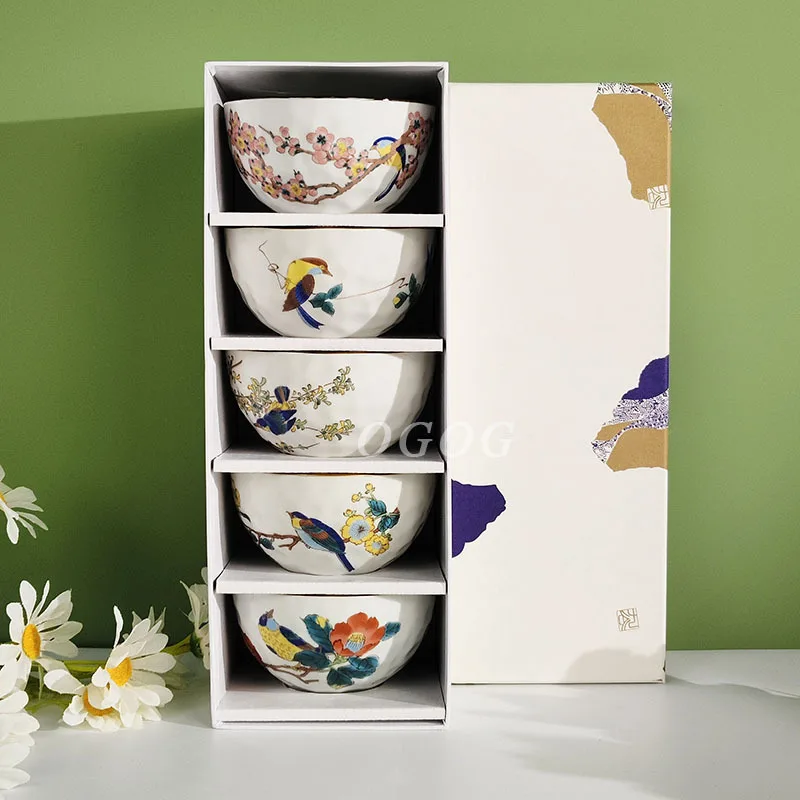 

Премиальная японская рисовая миска из костяного фарфора, винтажный высокоэстетический набор посуды для дома, подарок на новоселье для оптовой продажи