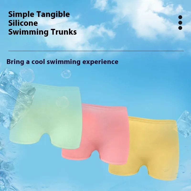 Silicone Swimwear Leakproof High Waist Boxer Briefs Women Quick-Dry Reusable Waterproof Swim Underwear Summer Swim Safety Shorts