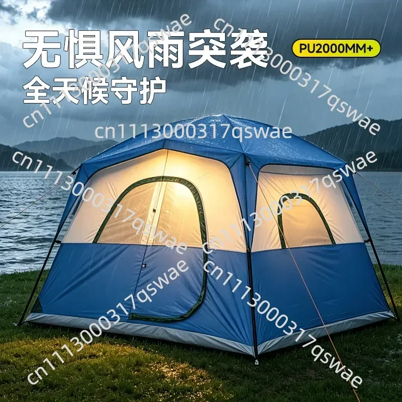 Double Layer Camping Tent Portable Folding Outdoor Roof Tent Rainstorm Windproof Sun Protection For Camping