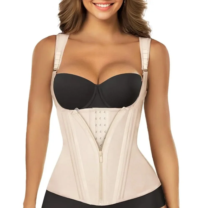 Women's Tummy Control Corset Vest Cincher,Full Coverage Back Shapewear with Zipper &Buttoned Closure,Hard Control Belt Plus Size