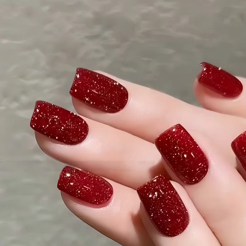 Glitter Red Gel Nail Polish Wine Red Shimmer Gel Polish 1Pcs 15ml Soak Off UV LED Cure Nail Lamp Nail Art Manicure Salon DIY Hom