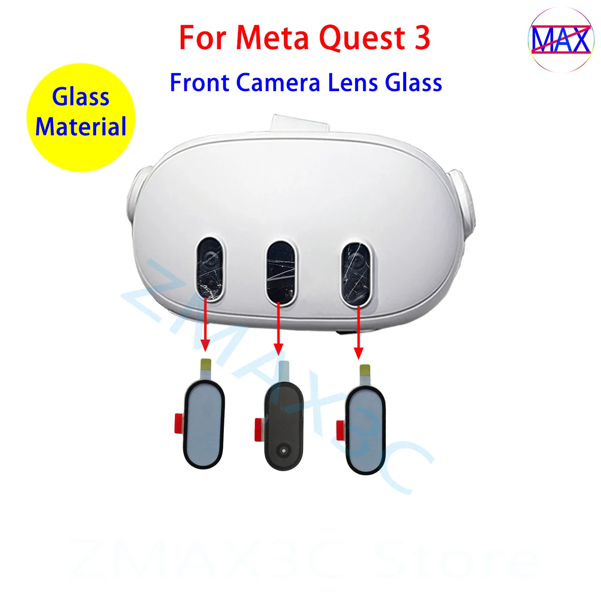 For Meta Quest 3 VR Headset Camera Lens Glass Replacement for Oculus Quest 3 Front Camera Depth Sensor Glass Repair Accessory