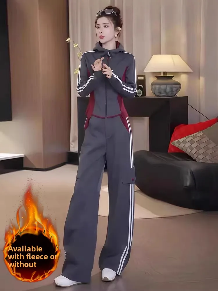 

Spring Trendy Casual Sports Suit Women's Slim Fit Waist Shaping Slimming Open Cardigan Top Workwear Pants Two Piece Set