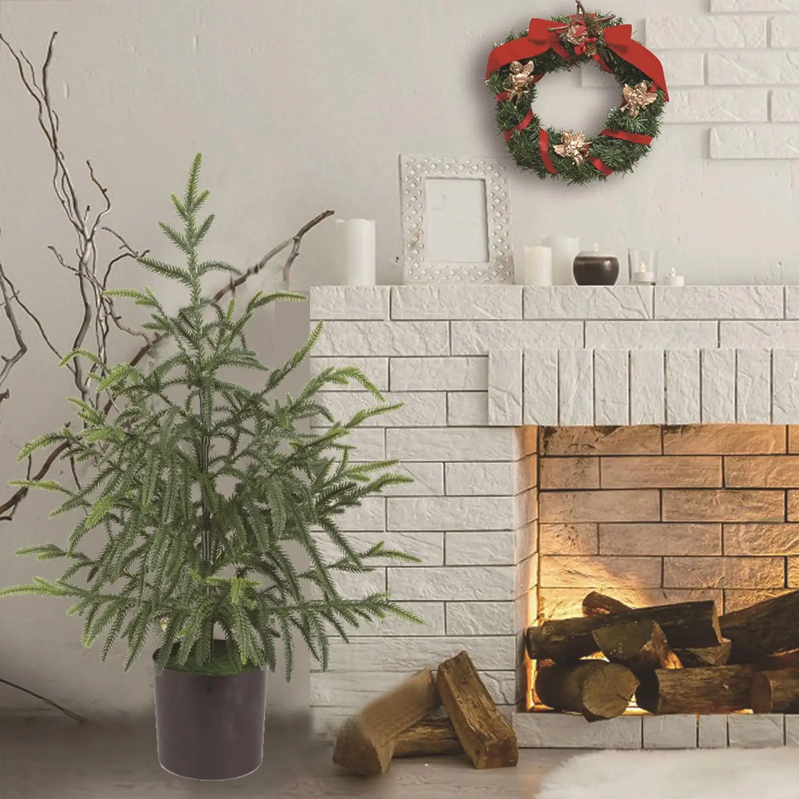 

Искусственная сосна Norfolk, искусственное растение в горшке, 23,6 дюйма, имитация искусственной кожи