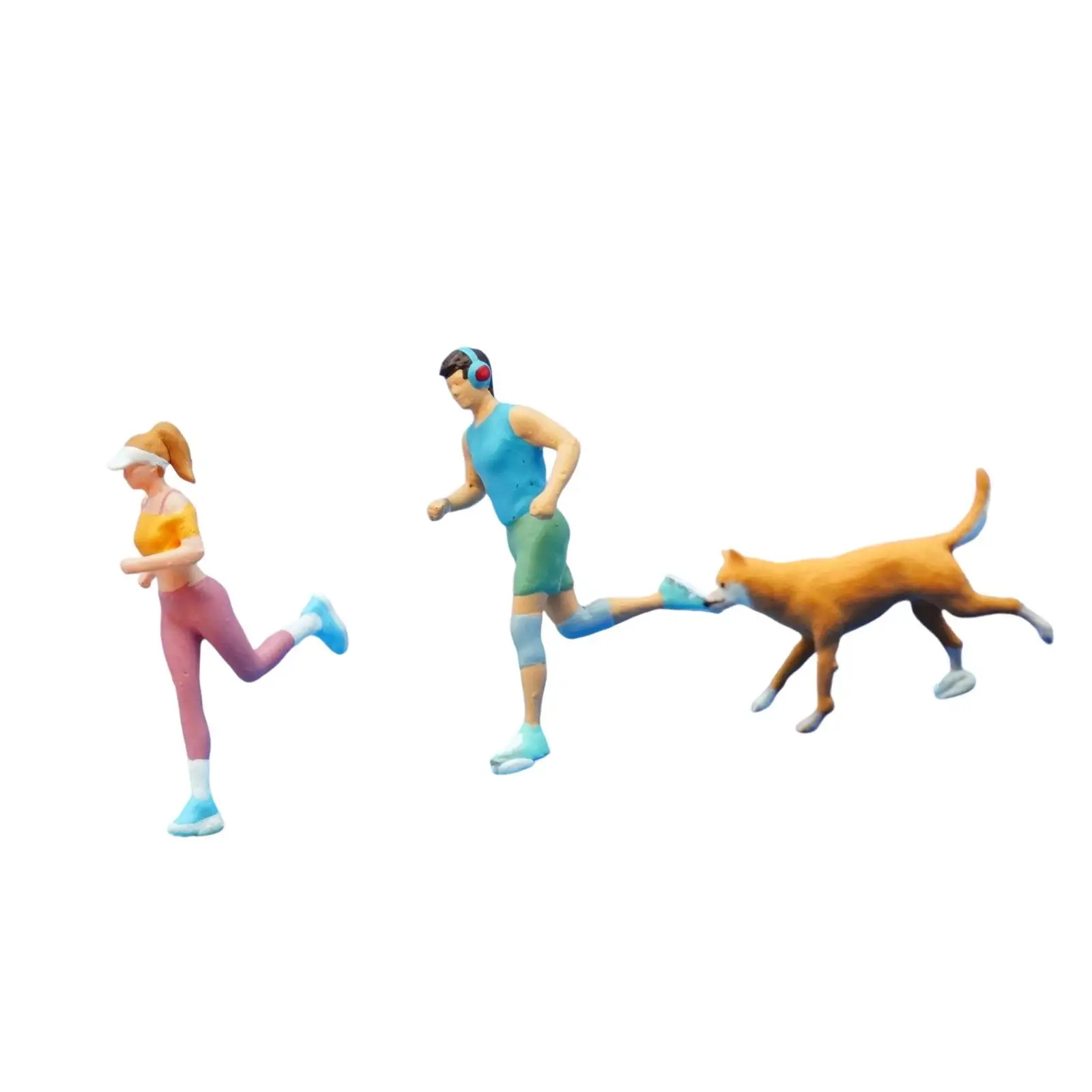 3Pcs 1:64 Scale Miniature Figures Running Sports Theme Decorative Photography Props Collections Painted Mini People Figurines