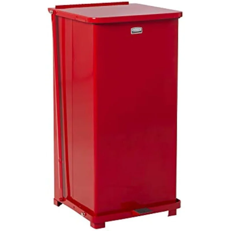 

Rubbermaid Commercial Products Defenders Step-On Trash Can with Plastic Liner, 13-Gallon, Red, Kitchen Trash Cans