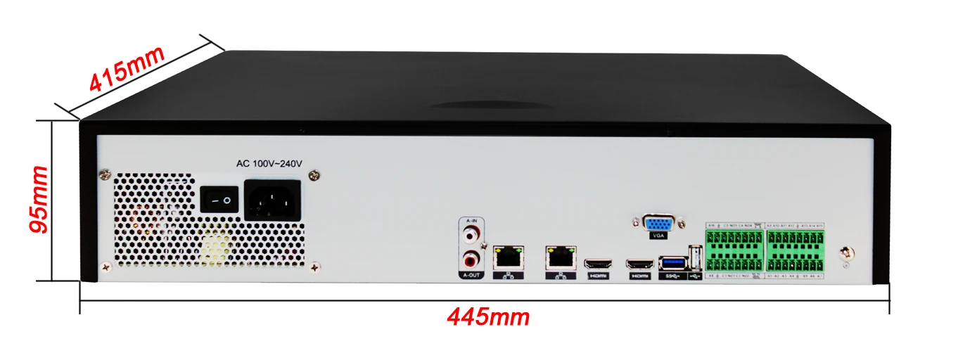 AC 100 V-240 V XMeye Audio Surveillance Video Recorder 8 * SATA-poort 8MP 4K 64CH 64 Kanaals H.265 + Gezichtsdetectie IP Onvif CCTV NVR DVR