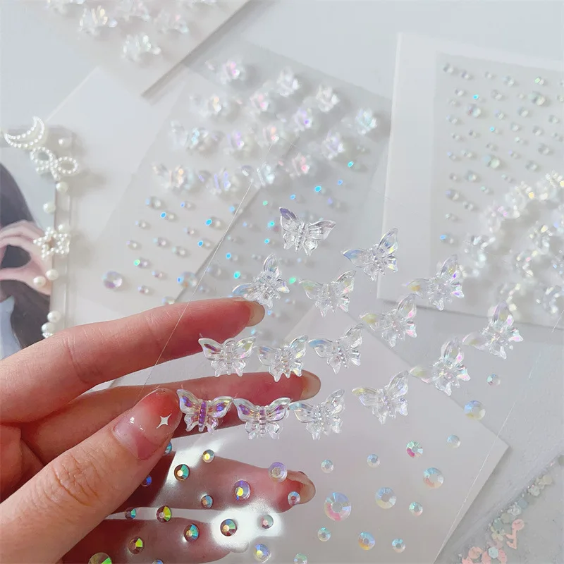 Aurora Butterfly Face Stickers Shiny Diamond Gems Princess Style for Stage Colorful Decoration Student Gift Craft