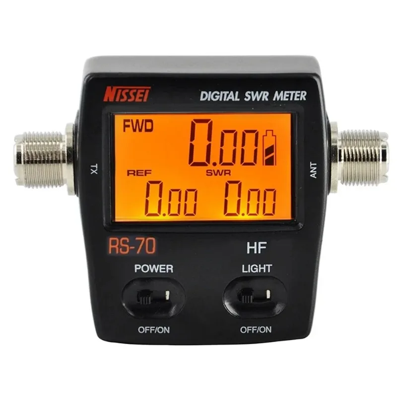 NISSEI RS-70 Digital SWR Power Counter LED Backlight Shortwave Standing Wave Ratio Table HF 1.6-6.0 MHz 200W for Walkie Talkie