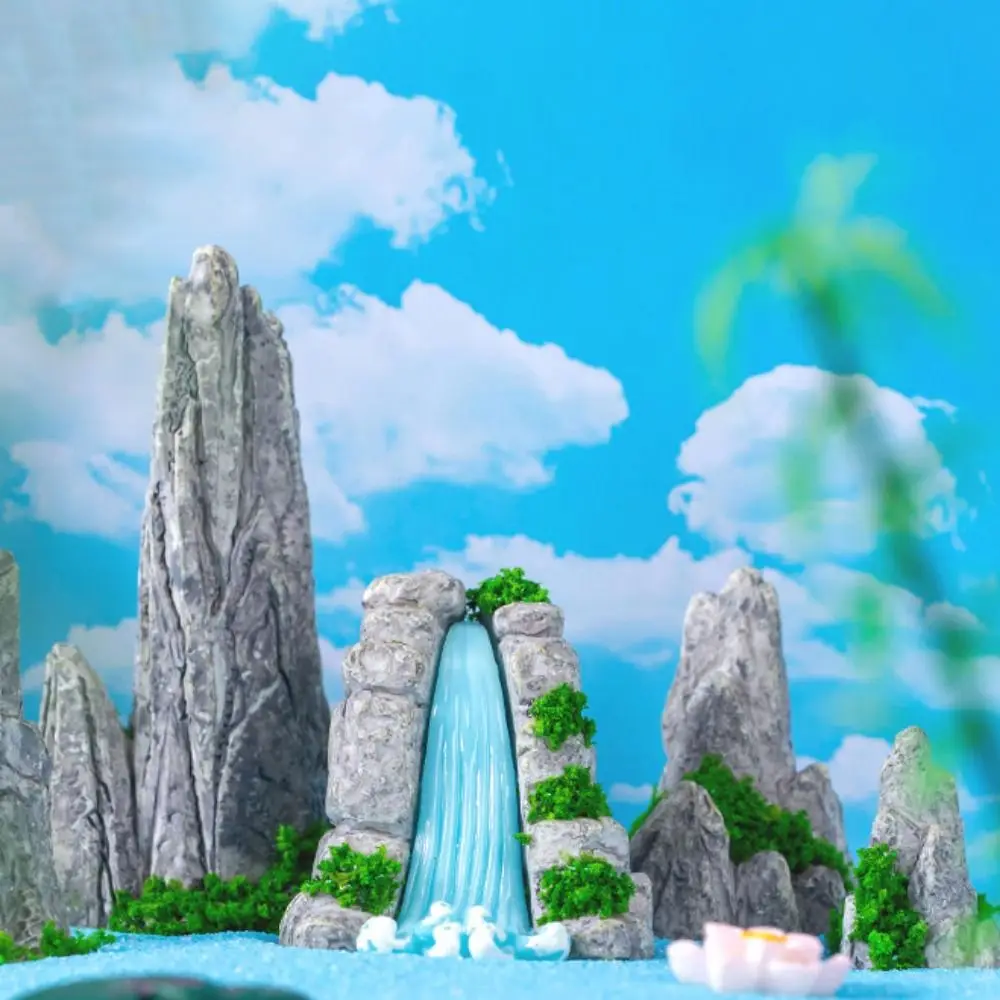 

Decorative Mini Rockery Ornament Resin Figurines Miniatures Imitation Fake Mountain Simulation Waterfall Rocks Dollhouse