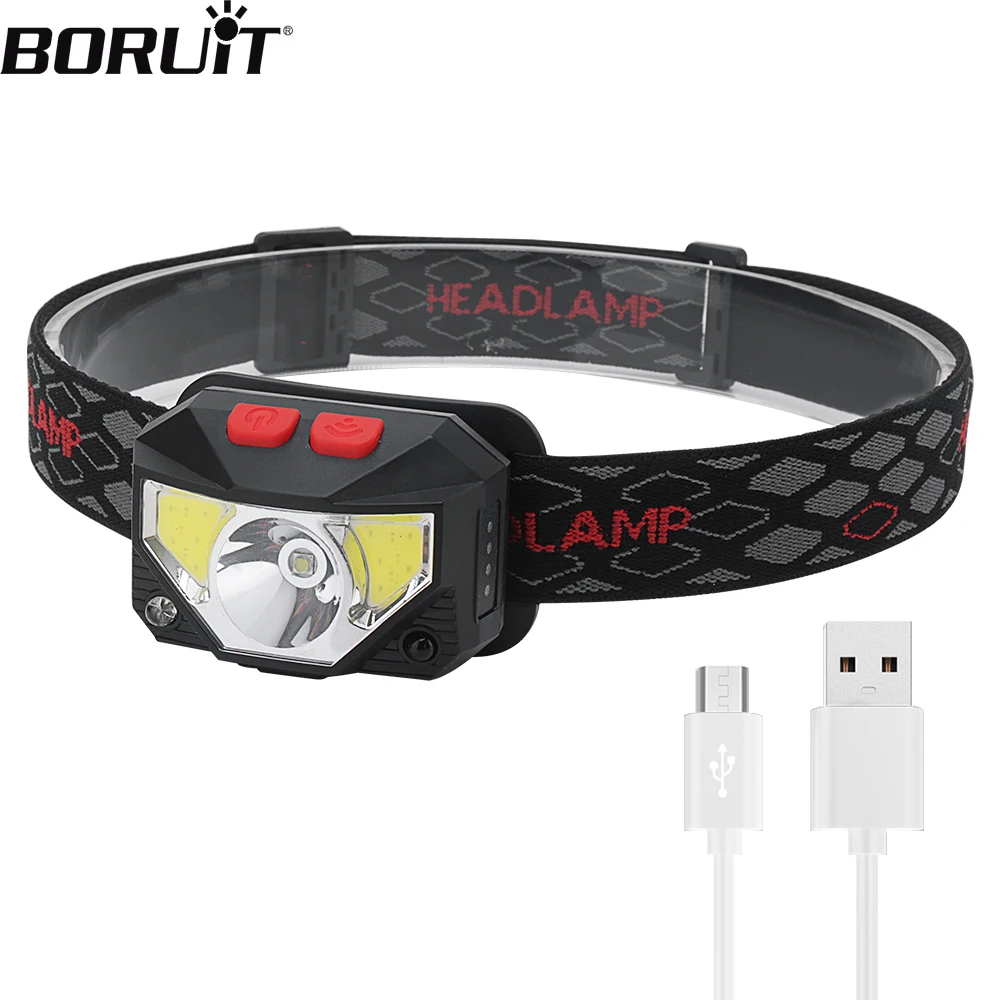 

BORUiT H03 Motion Sensing Headlamp XPG COB USB Rechargeable Headlight IP65 Waterproof Head Torch for Camping Outdoor Emergency