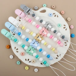 Baby Pacifier Clips Chian Anti-Lost Nipple Holder Bear Silicone Beads  Baby Teething Dummy Holder Newborn Chew Gift Accessories