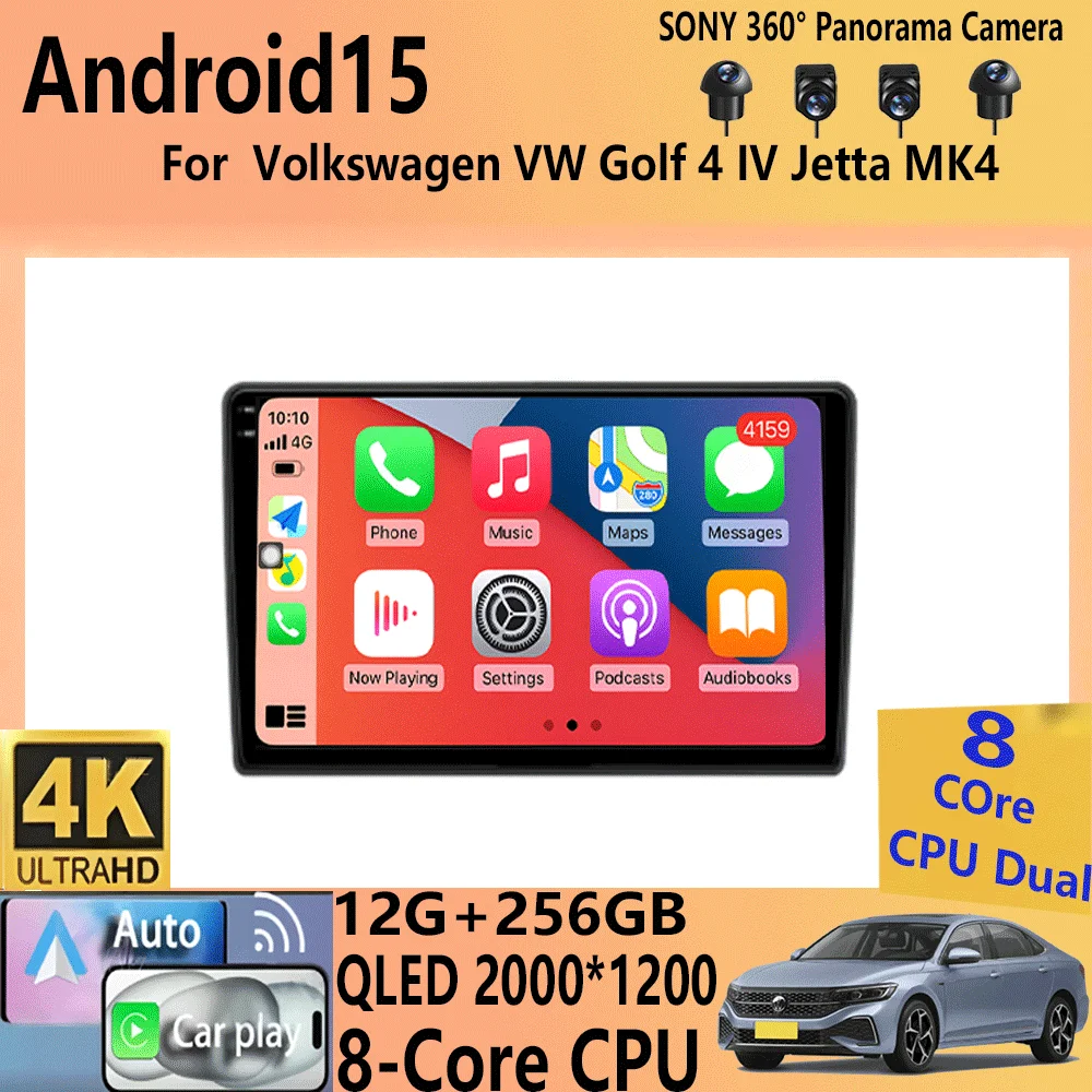 

For Volkswagen VW Golf 4 IV Jetta MK4 Classics Car Radio Android 15 Multimedia Player Carplay GPS Android Auto Stereo DSP 2 Din