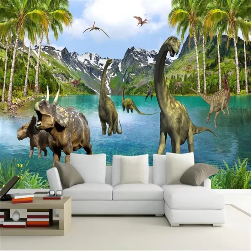 

Custom 3D Dinosaur Terrifying Animal Wallpaper Scary Dino Theme Backdrop for Living Room TV Background - Home Decor