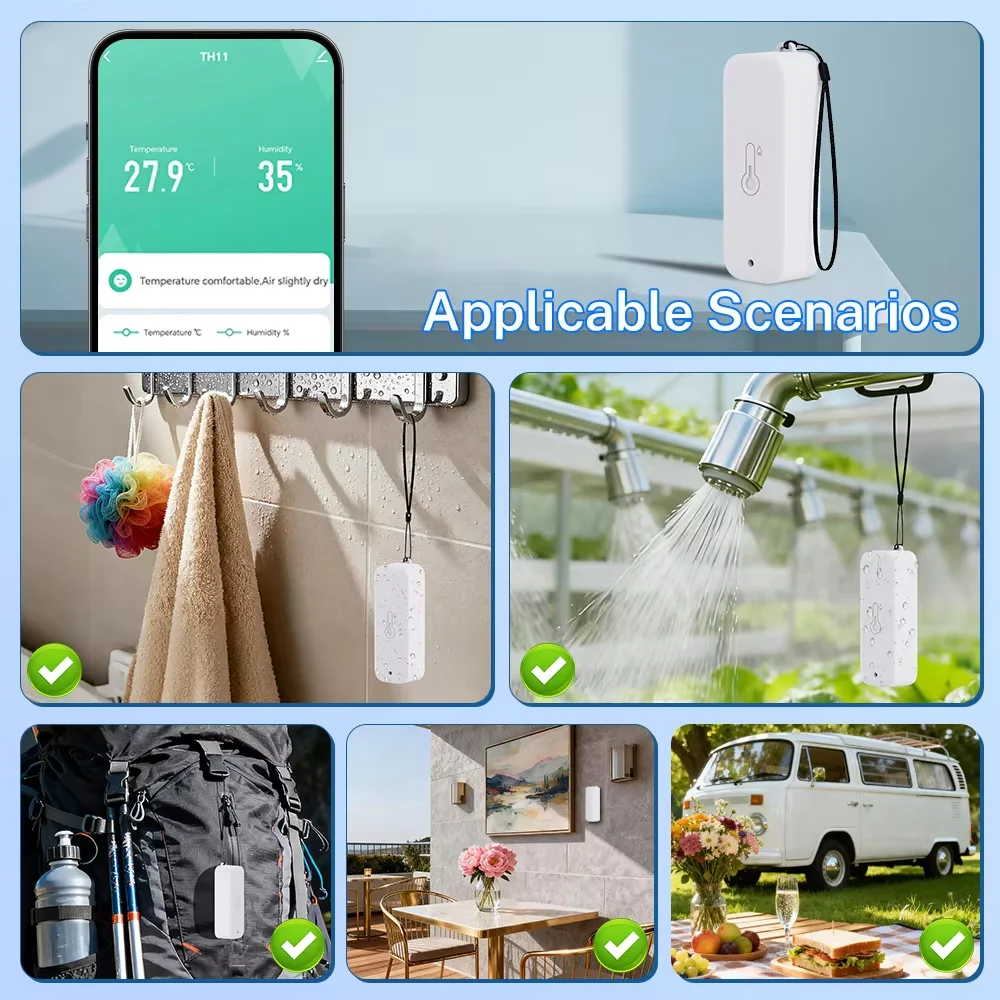 IP65 Waterproof Tuya WiFi Outdoor Temperature Humidity Sensor Smart Thermometer Hygrometer APP Remote Works with Smart Life image 3