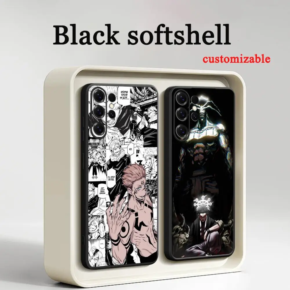 Sukuna cool anime pattern  Phone Case For Samsung Galaxy S26 S25 S24 S23 S22 S21 Plus Ultra Fold A Soft Black