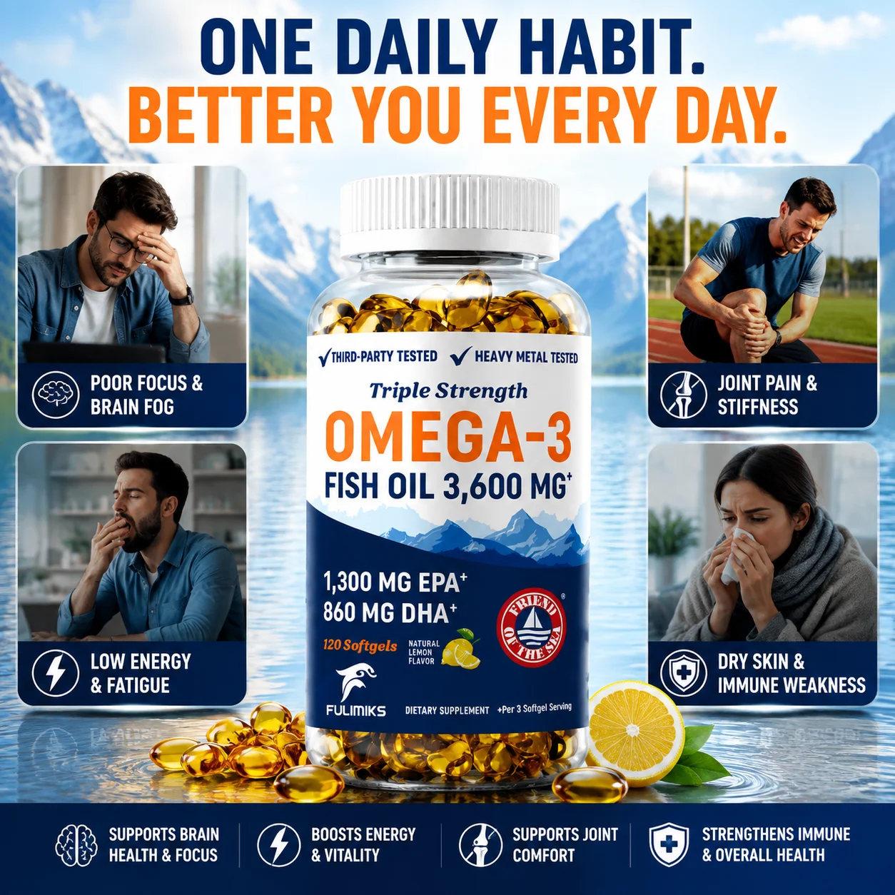 Suplemento de Aceite de Pescad - Omega 3 Fish Oil reseña y precio