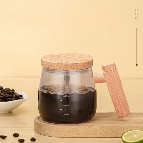 Automatic Rotating Office Coffee Stirring Cup - Mini Transparent Cup for Water or Juice Cup with straw and lid Tea mug Chalice