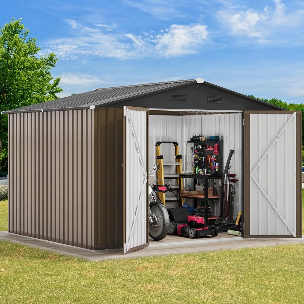 

10x8ft Metal Outdoor Storage Shed, Waterproof Tool Shed Heavy-Duty Storage Unit with Lockable Door and Vents,Sheds & Storage
