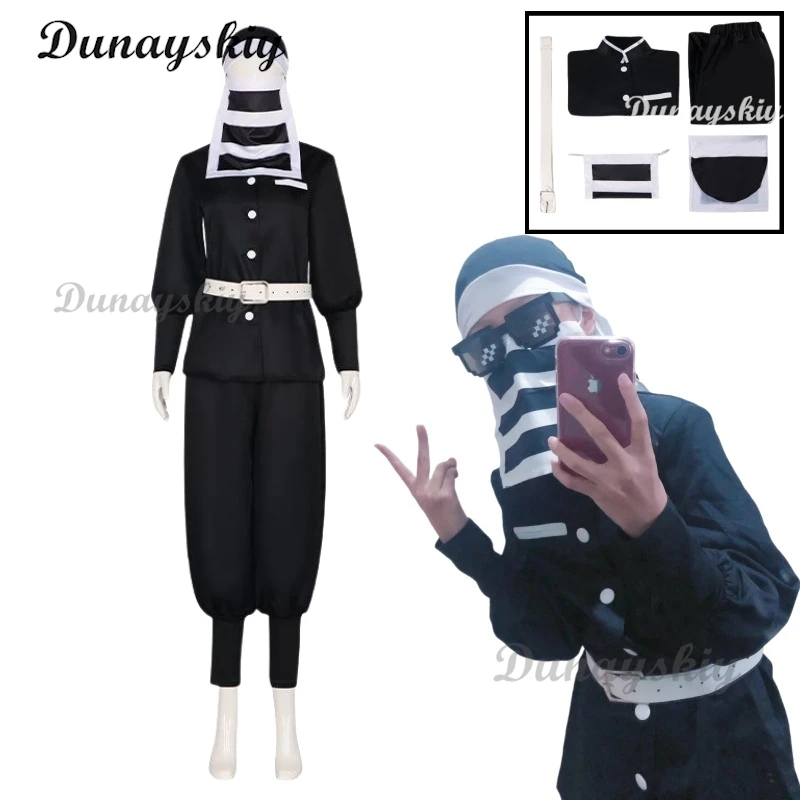 Goto Cosplay Costume Anime Black Kakushi Uniform Face Cover Outfits Top Pants Full Set Cosplay Costume