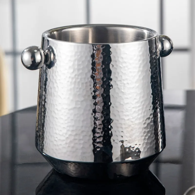 Stainless Steel Ice Bucket Creative Hammer Bar Ice Bucket Protable Luxury Kitchen Wine Cooler European Modern Household Items