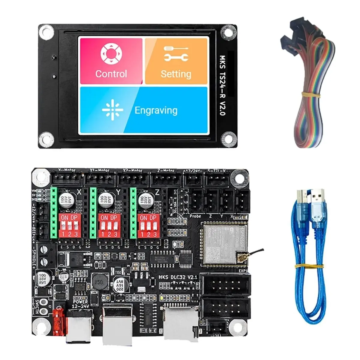 [VALUE PACK]Offline Controller Board 32-Bit WiFi GRBL Motherboard for Laser Engraving Machine with TS35 Touch Screen Display
