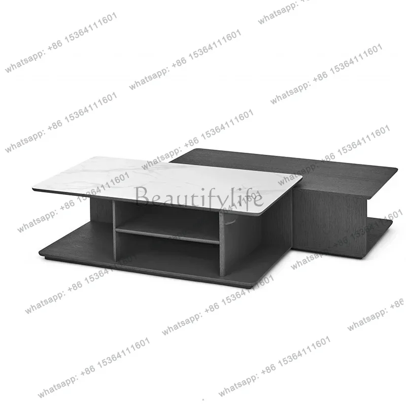 Minimalist Sofa Armrest Side Cabinet Solid Wood Side Table Modern Simple White Rock Board
