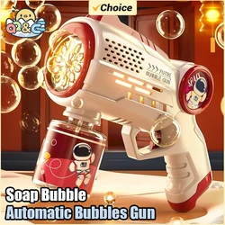 Astronaut Electric Soap Bubble Machine Automatic Light Bubbles Gun Beach Outdoor Game Pomperos Toys for Children Kids Gift