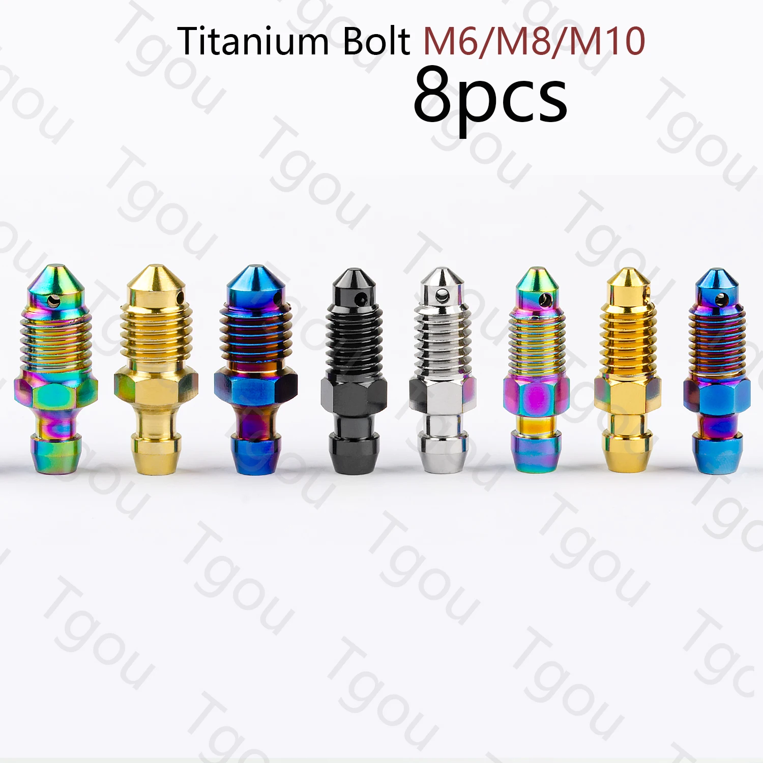 Tgou Titanium Bolt M6 M8 M10 Pitch 1.0/1.25mm Motorcycle Brake Caliper Oil Drain Deflation Screws 8pcs