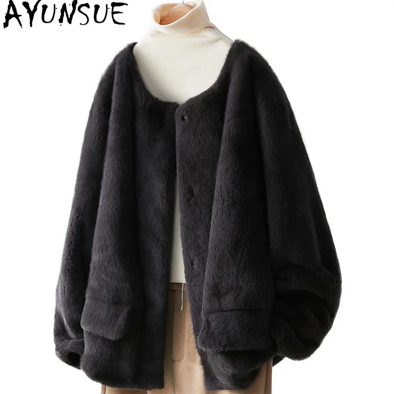 

AYUSNUE Natural Mink Fur Coat Women Winter Clothes Whole Mink Real Fur Coats Warm New in Coats Woman Loose Fit 2026 Шуба Женская