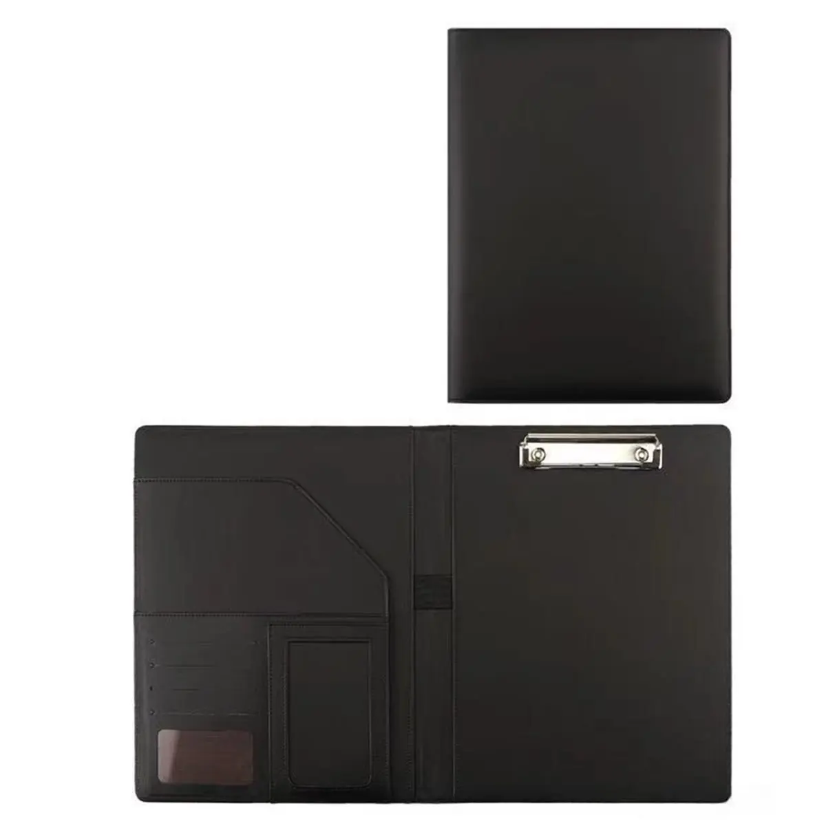 A4 Single Folder Multifunctional Business Document Folder Sales Manager Zippered Briefcase Black