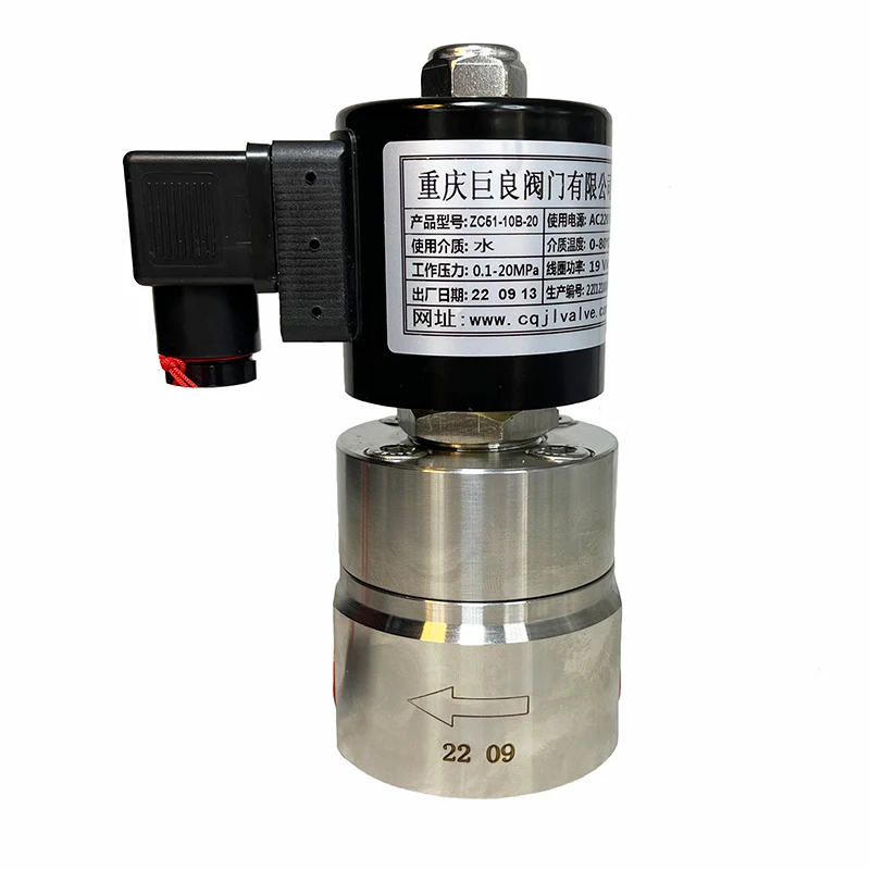 200bar 20MPa 2 way high pressure solenoid valve 3/8 24V Orifice 10mm SS304 DN10 normally close for Water