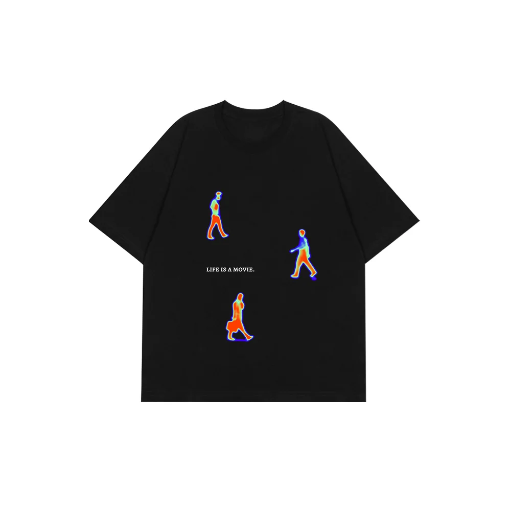 

Life Is a Movie Printed T-shirts Women Summer Fashion Vintage Casual Round Neck Summer Cotton Oversized Loose Unisex Tops