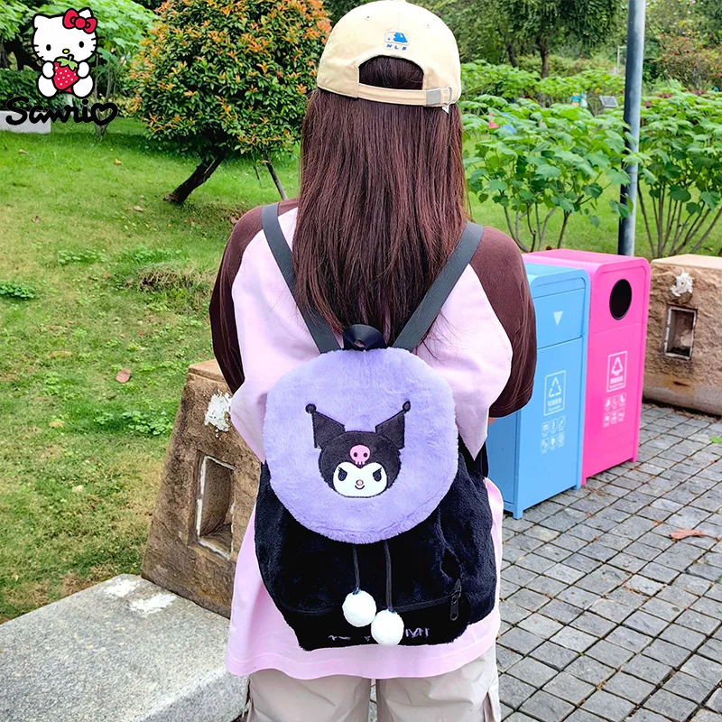 Sanrio Backpack Hello Kitty Plush Bag Kuromi Makeup Pouch My Melody Schoolbag Pochacco Bagpack Kid Double Shoulder Bag Girl Gift