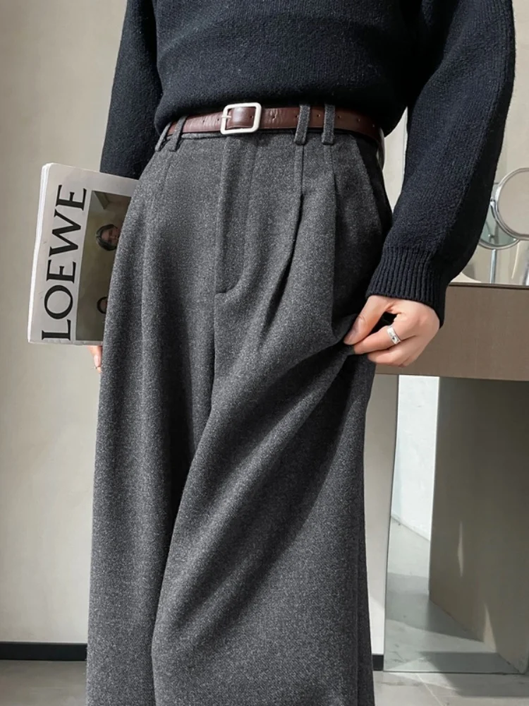 Gray Suit Pants Women's High Waist Draped Loose Wide Leg Pants Autumn Winter New Style Versatile Slimming Casual Straight Leg...