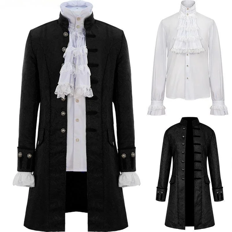 Manteau et chemise Steampunk pour hommes et enfants, pardessus prince vintage, veste Renaissance médiévale, costume de cosplay victorien et édouardien