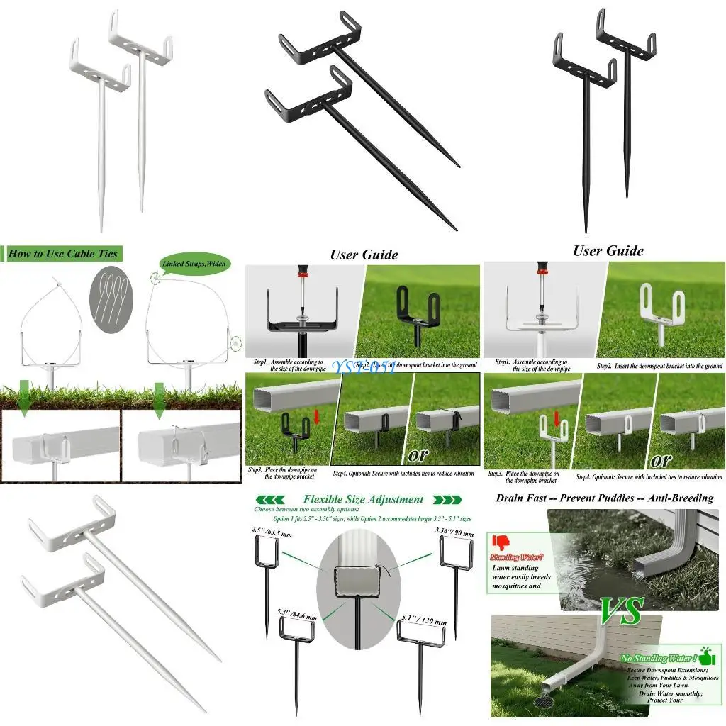 

E15A 2lots Durability Downspout Support Brackets Adjustable Size Rust Resistant Coating for Gutters Simple Assembly