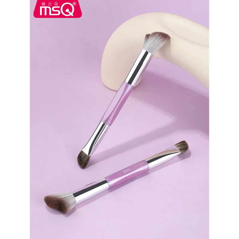 MSQ Double-ended Contouring With Wavy Shape To Fit The Facial Contours, Side Face Angled Shadow And Highlight Makeup Brushes