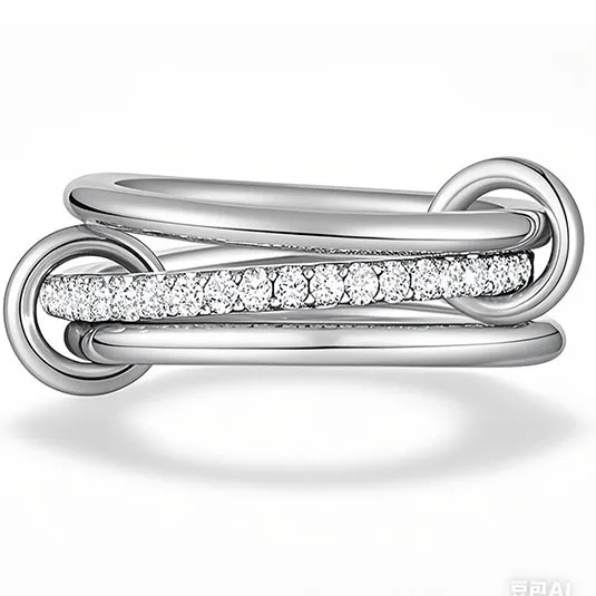 Edelstahl vergoldeter Zirkon dreischichtiger gestapelter runder Ring für Frauen nicht anlaufende ineinandergreifende Ringe Set Trend Schmuck Geschenk