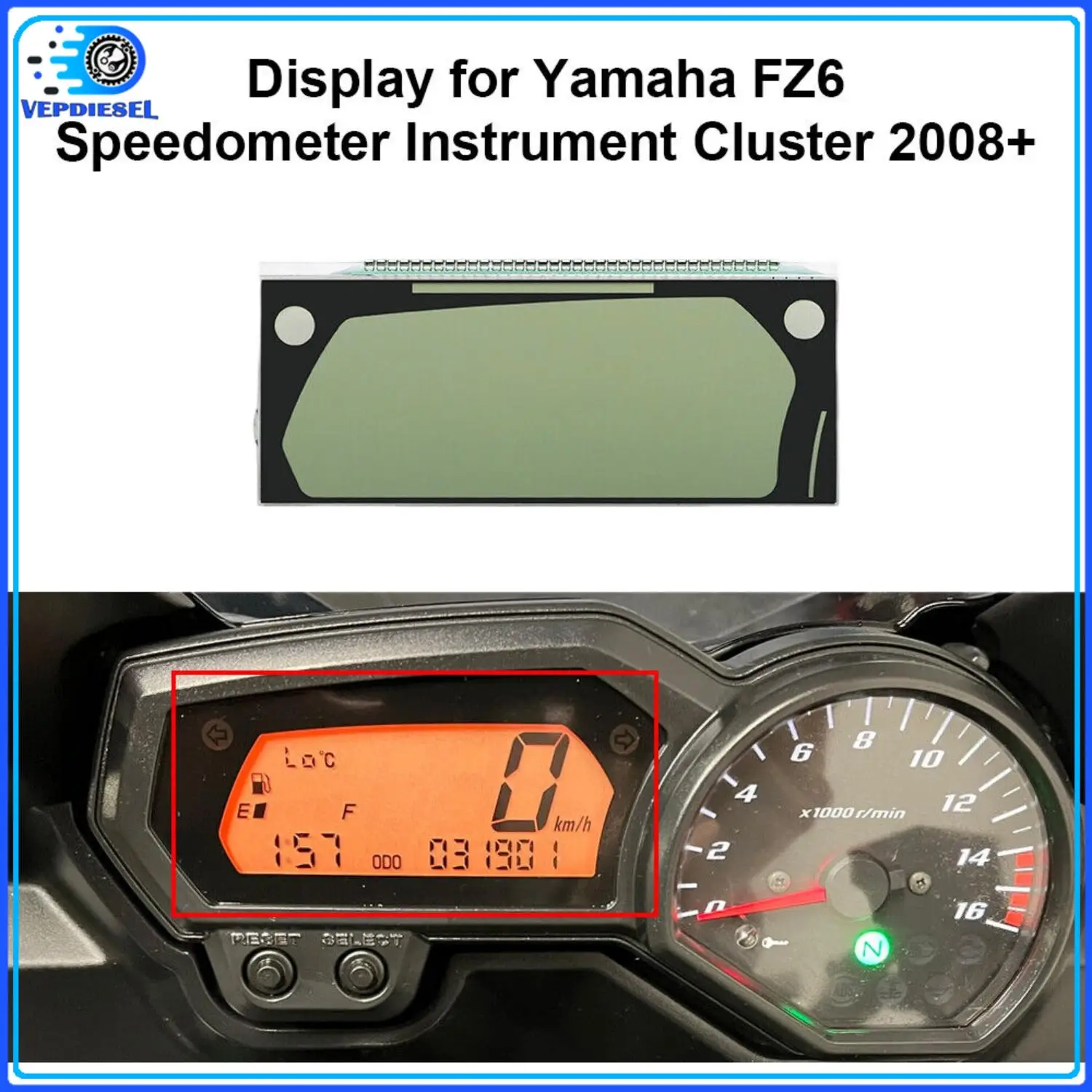 

1 шт. ЖК-дисплей для Yamaha FZ6, спидометр, приборная панель (не 2008 г.), автозапчасти