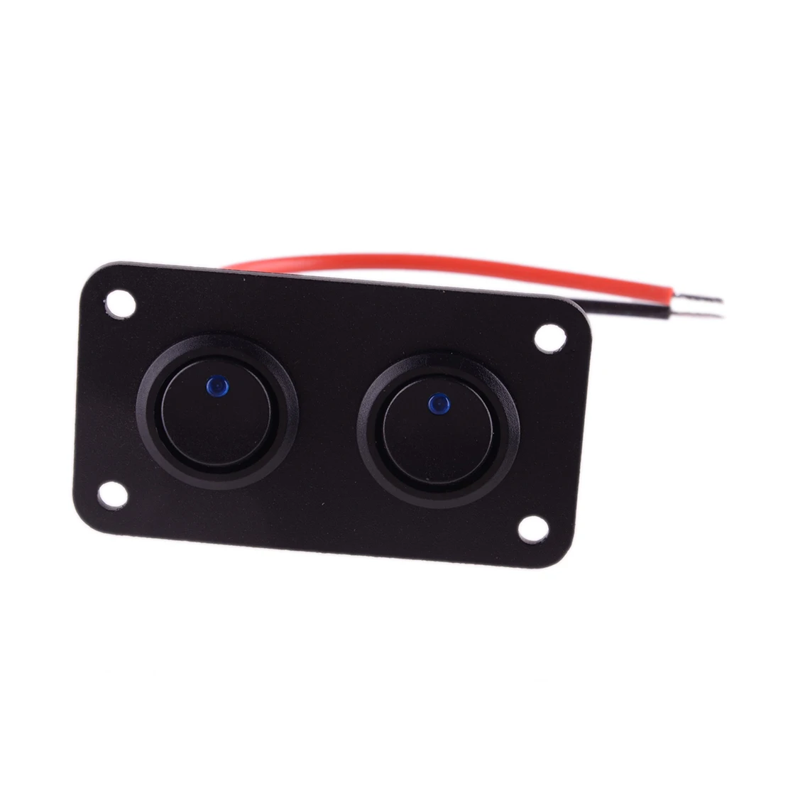 2 Gang Mini Rocker Toggle Switch Panel For Car RV Truck Marine Boat Blue LED Light 12V/10A Universal