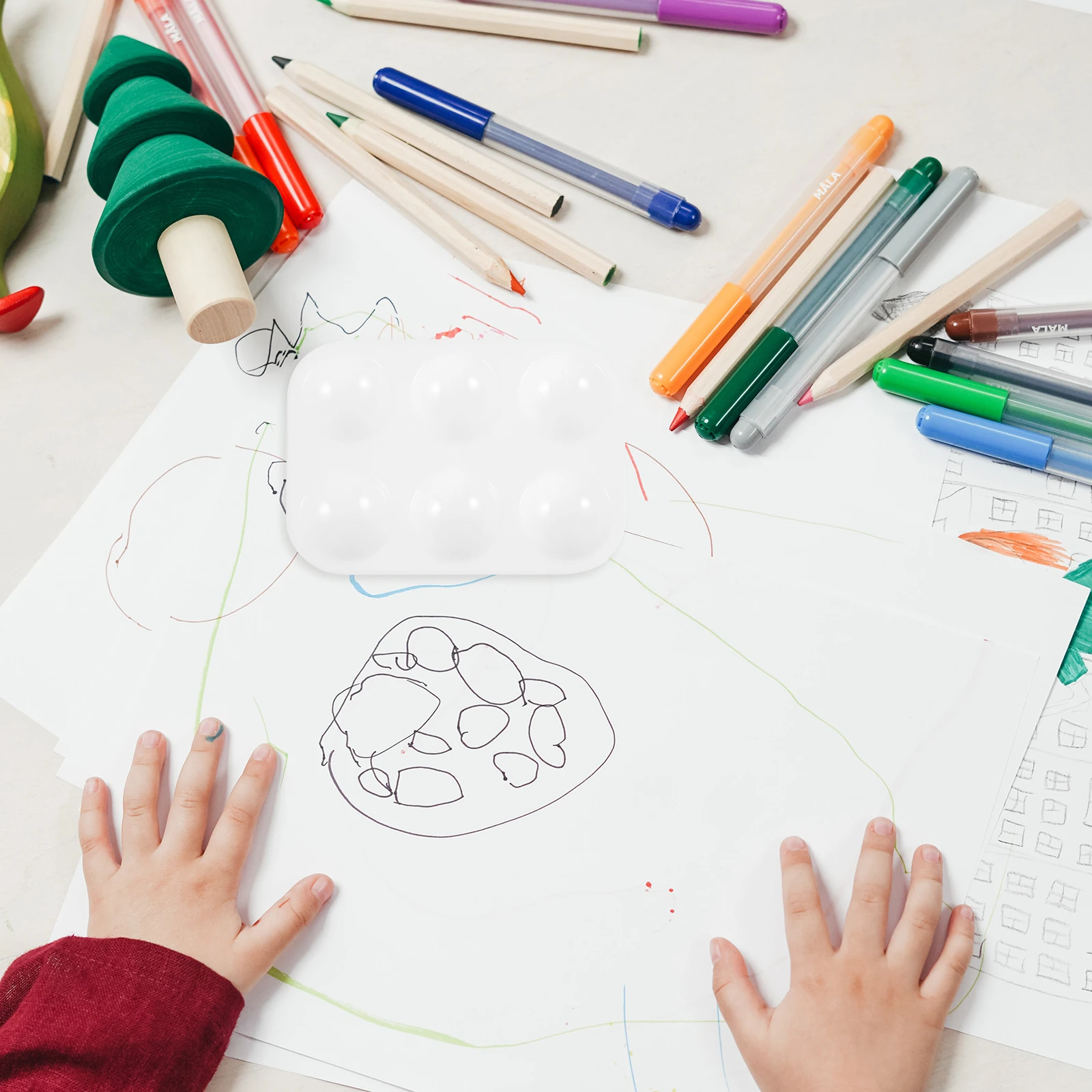 

12pcs Watercolor Hole Square White Paint Tray for Art Class Kids Projects Durable Easy Clean Portable Set