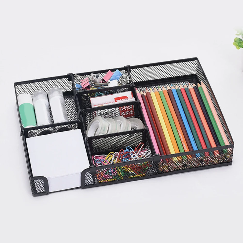 

Black DIY Storage Tray Desk ganizer 5 Compartments Metal Drawer ganizers Metal Pen Holder Desk Drawer ganizer File Folder