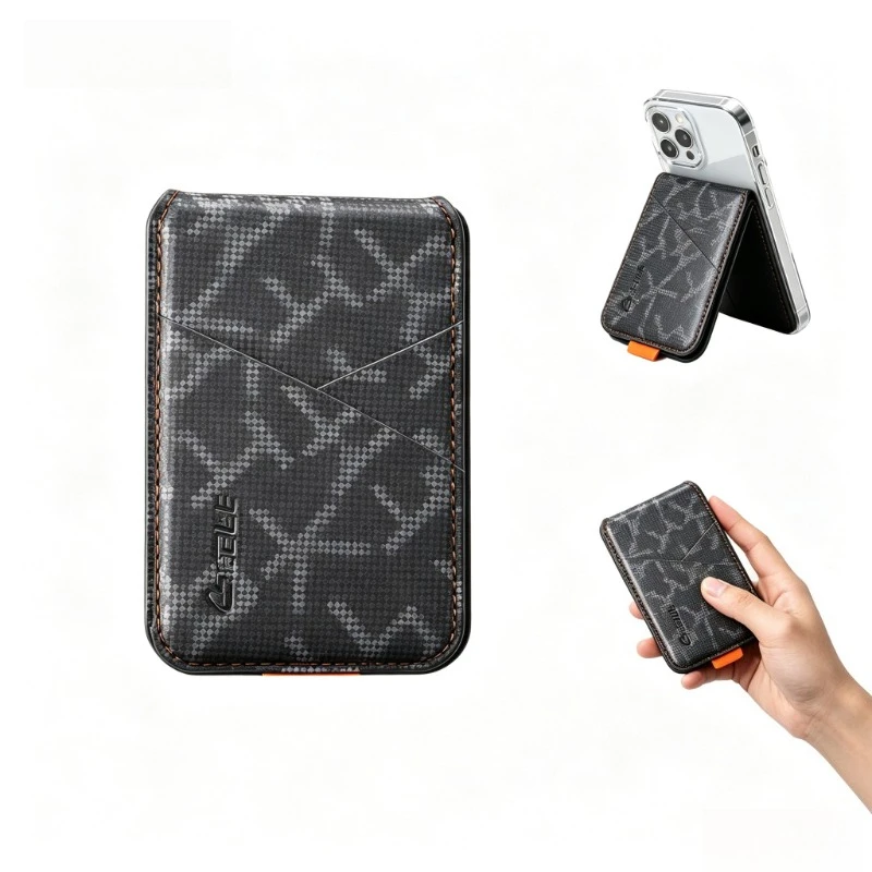 Magnetic Card Wallet for Men MagSafe Mini Card Holder Foldable Phone Kickstand Leather Credit Card Holder for IPhone 13 14 15 16